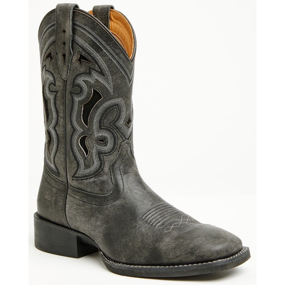 NEW Cody James Ace Nixon Western Boots Black Square‎ Toe Leather Cowboy Rugged